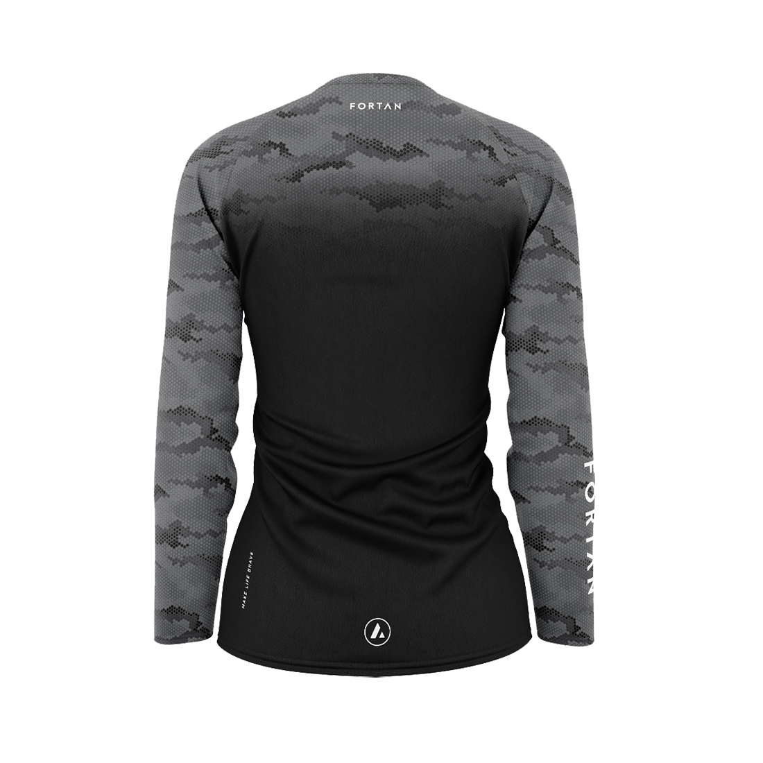 Womens MTB Jersey Black Grey Thermal - Back