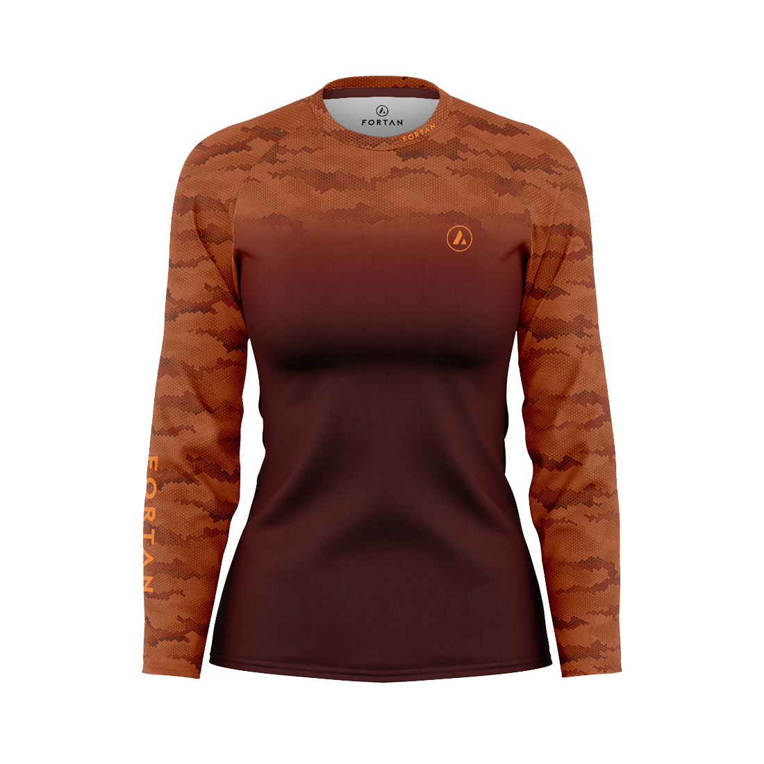 Womens MTB Jersey Orange / Brown Thermal - Front