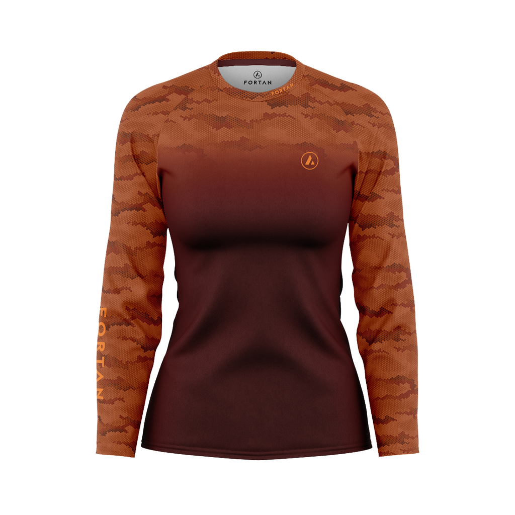Womens MTB Jersey Orange / Brown Thermal - Front
